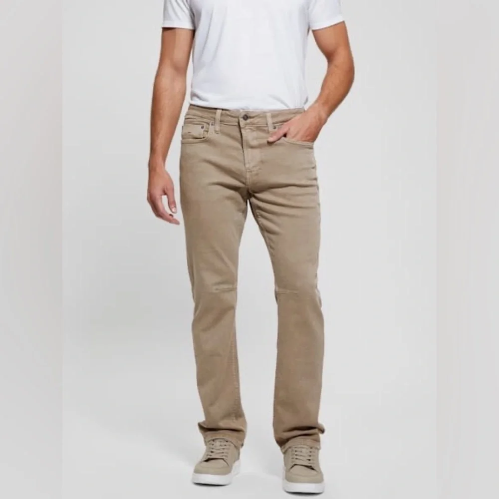 New GUESS Men's Tan Slim Straight Jeans SZ 34